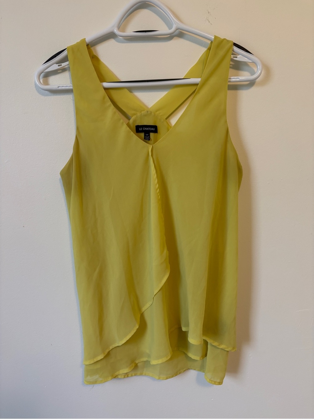 le chateau Bright Yellow Sleeveless Layered V-Neck Camisole
